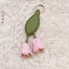 Handmade Flower Pu Keychain Hanger Bag Charm Multi-color Tulip Leather Pendant  Men