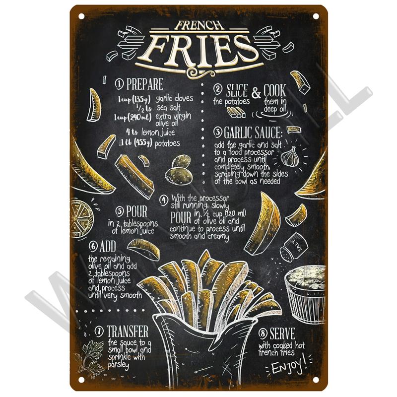Metal Sign Home Decor Fast Food Vintage Tin Sign Plaque Metal Retro Plate Hot Dog Poster Wall Decor For Kitchen Cafe Diner Bar
