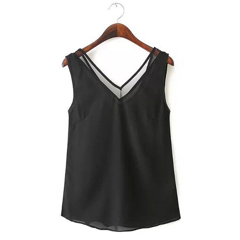 Stylish Sleeveless Sheer Chiffon V-neck Vest Streetwear Fashion Top Comfortable Cool