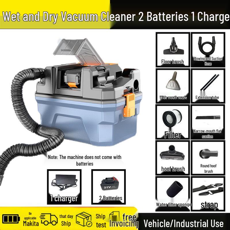 High-Power Wireless Vacuum Cleaner: Strong Suction, Multi-functional, Wet/Dry, Blower/Suction for Home, Industrial, and Car Use