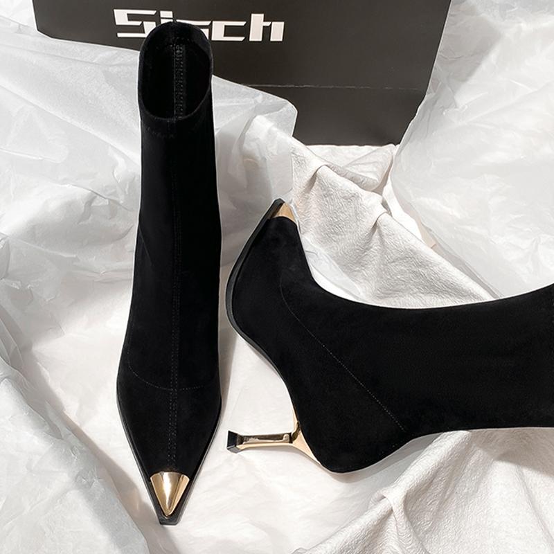 Fashion Pointed Toe Women Ankle Boots High Heels Sexy Fashion Shoes Dress Suede Luxury Winter Botas 2025 New Elegant Pumps Mujer Boots