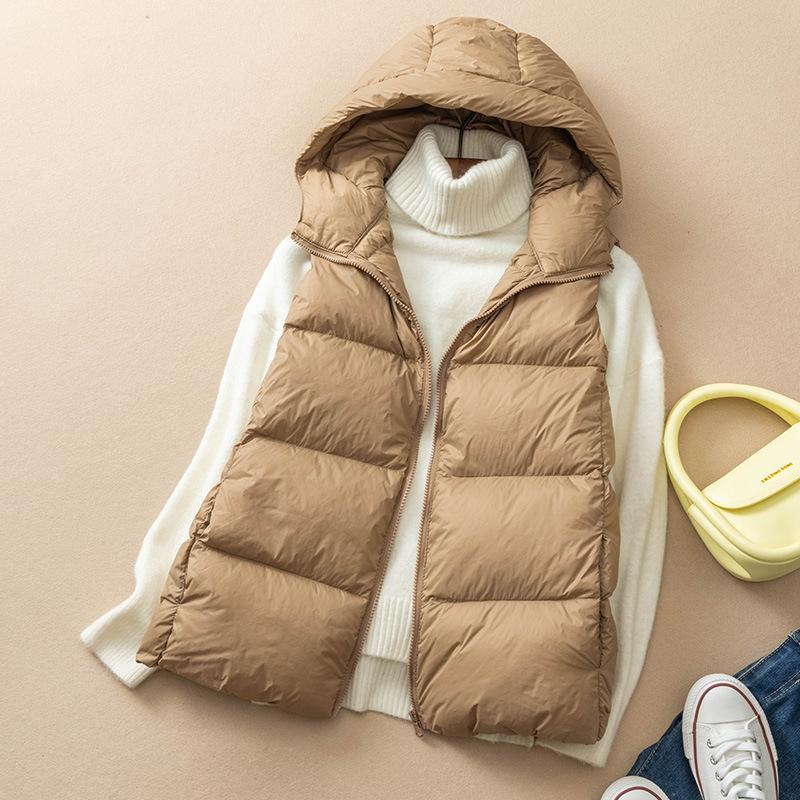 Kapuzen-Daunenweste Damen 2024 Herbst und Winter Neue Weste Daunenweste mit Kapuze Daunenweste Damenbekleidung Trend