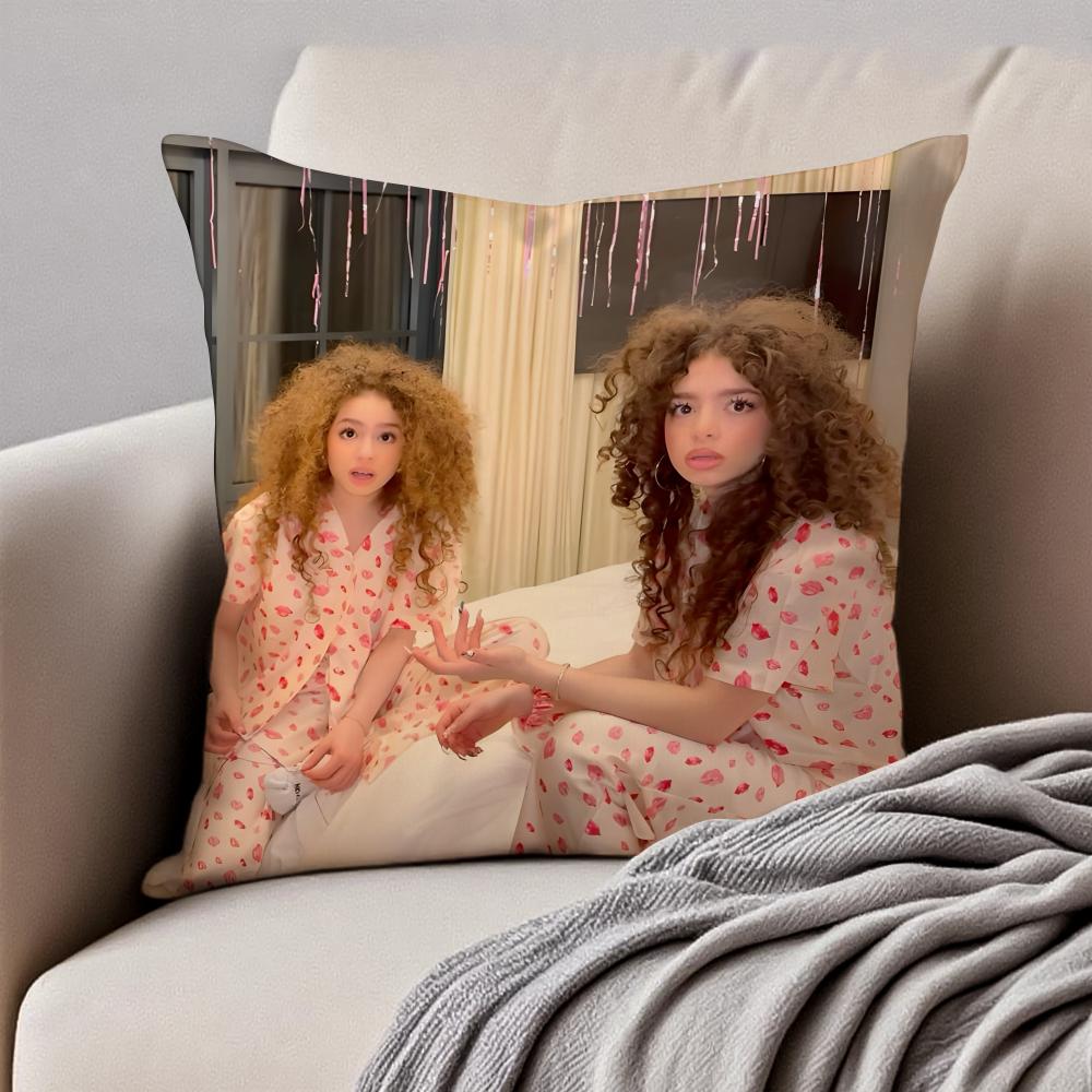 Hot Charismatic Celebrity KKalogeras Sisters Cushion Cover Pillowcase Antidustmite Invisible Zipper Short Plush Sofa Cushion