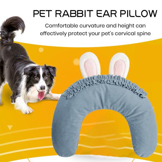 Cat Dog Neck Pillow U-shaped Cute Rabbit Ears Soft Rebound Smooth Zipper Pet Neck Support Washable Pet Pillow