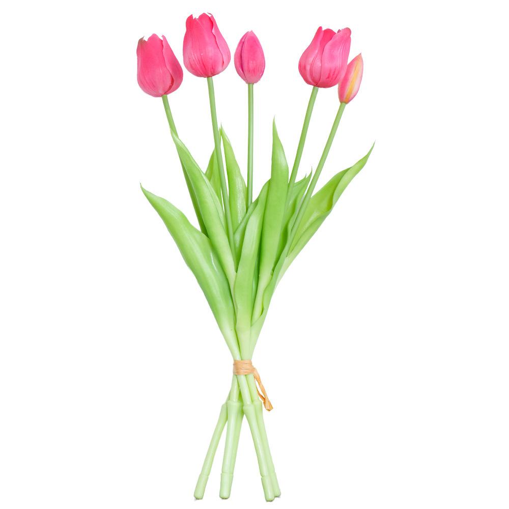 Autumn Cherry Tulip Bouquet, Soft Rubber Material, Living Room Light Luxury Indoor Dining Table High-End Simulated Flower Decoration