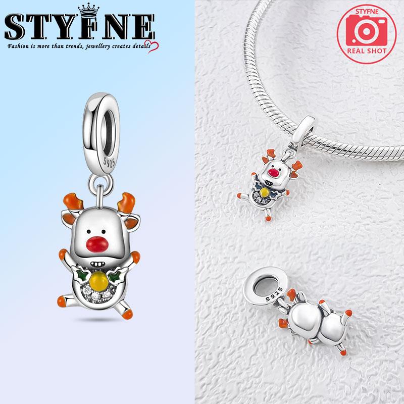 Copper Christmas Series Snowman Snowflake House Charms Beads Pendant For Original Bracelet Woman Girl Jewelry