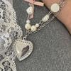 Vintage Goth Bowknot Heart Pendant Choker Clavicle Chain Necklace For Women Girl Punk Collar Aesthetic Y2K Jewelry Gift
