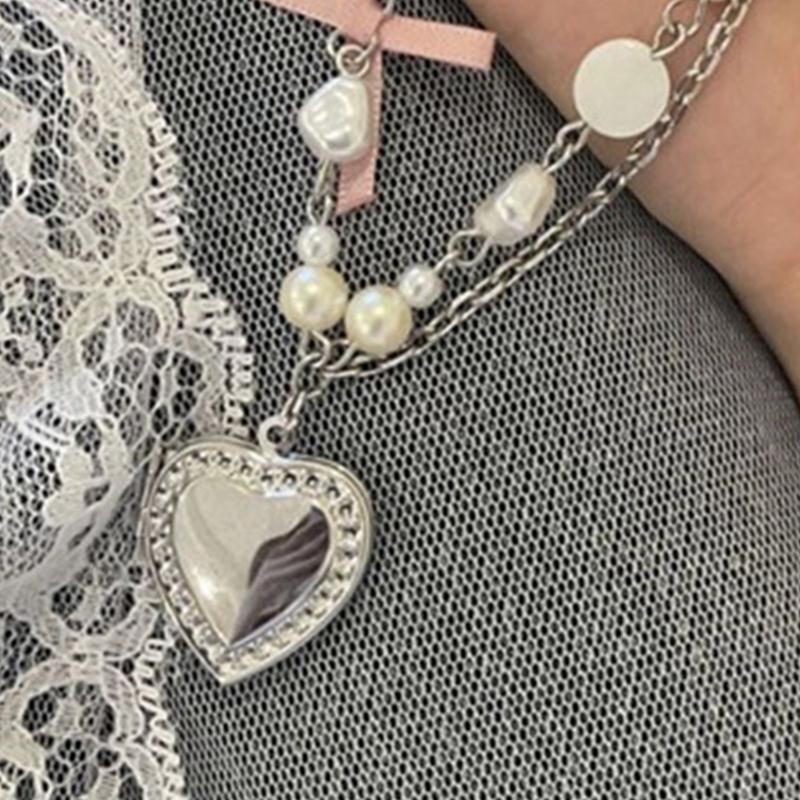 Vintage Goth Bowknot Heart Pendant Choker Clavicle Chain Necklace For Women Girl Punk Collar Aesthetic Y2K Jewelry Gift