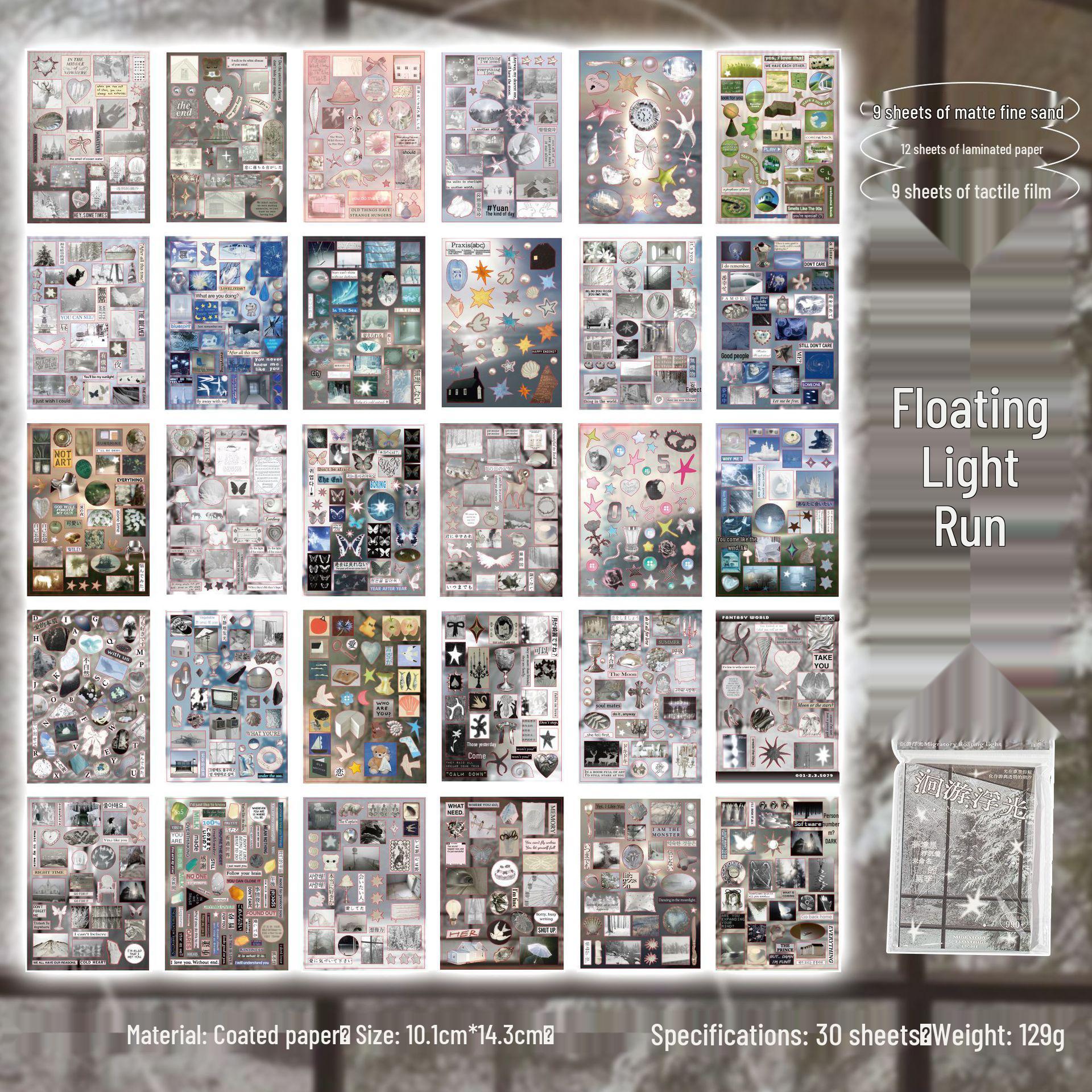 Yu Xian Mirror Tide Series Retro Dream Core Journal Stickers Book.