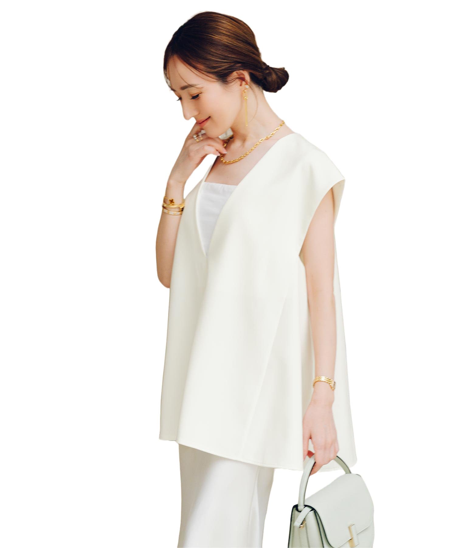 

Yours Deep Flared Top BFXN2119 Large White V-Neck Women s белый