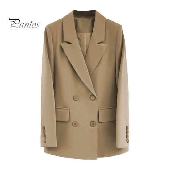 

Женский пиджак с лацканами, длинный рукав, двубортный пиджак с карманами-клапанами, однотонный, свободный крой, повседневная деловая верхняя одежда XL