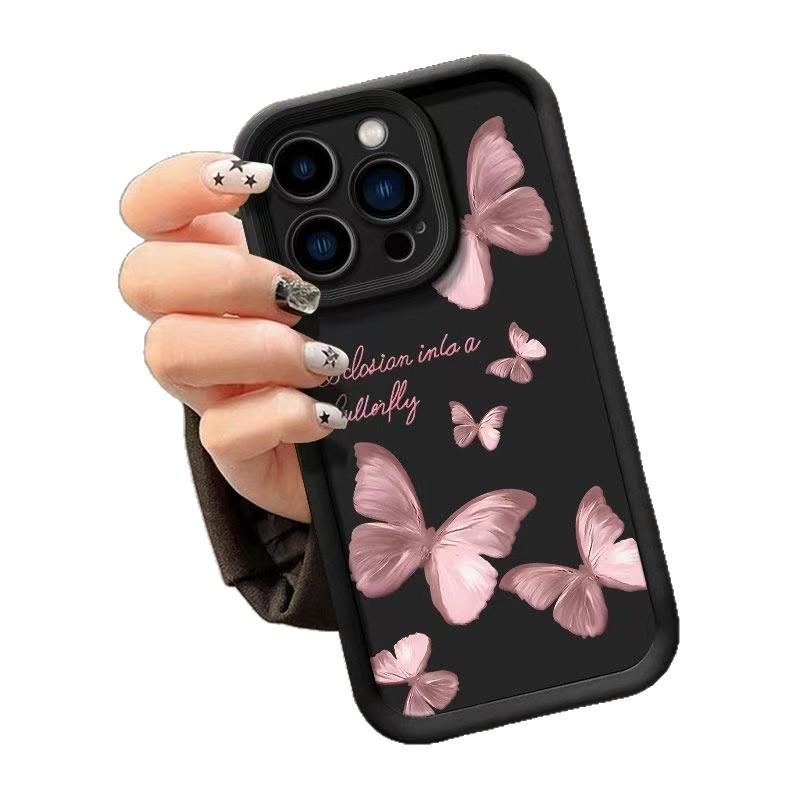 Trendy Pink Butterfly iPhone Case for Models 13 to 17