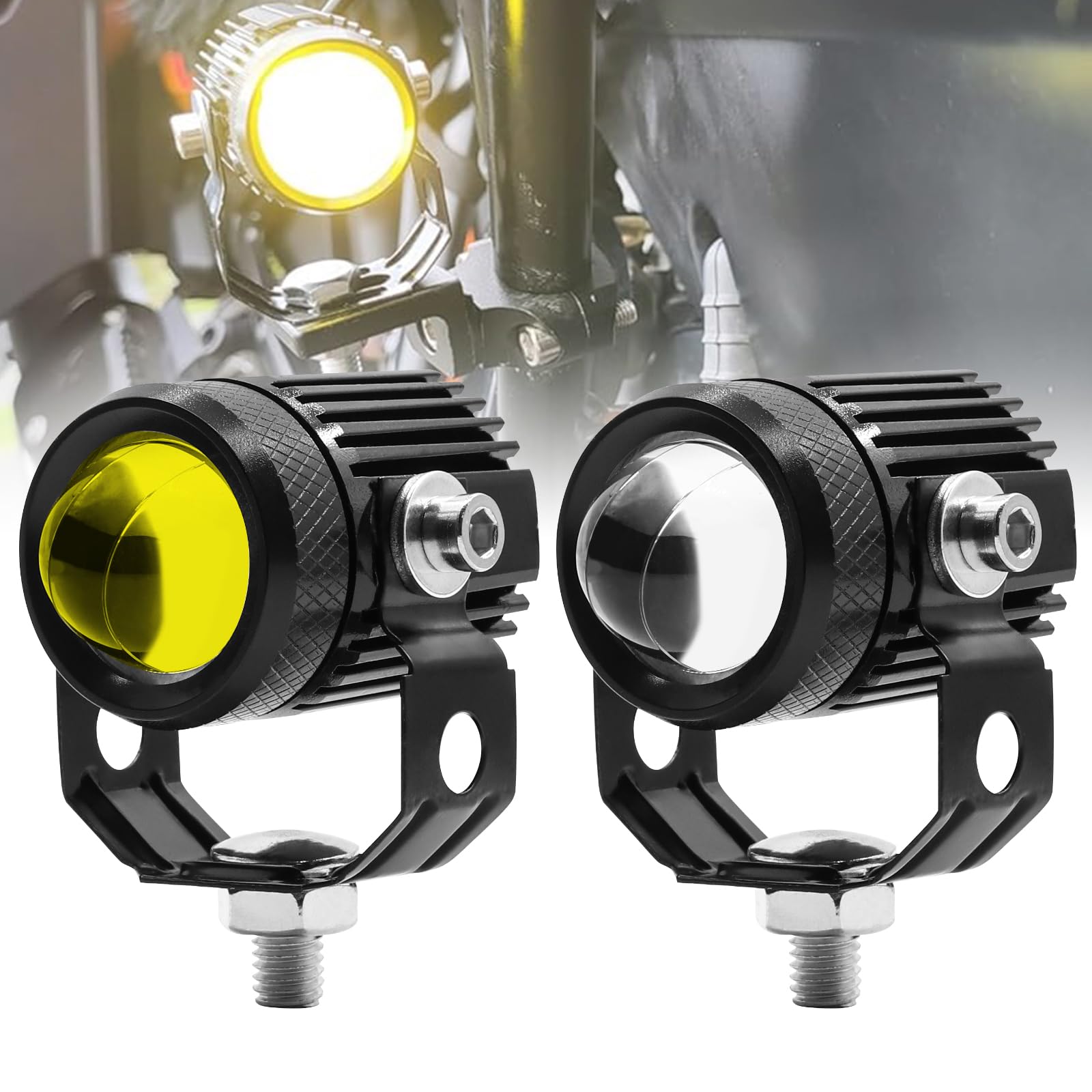 

Ygmylandbb Светодиодные мотоциклетные противотуманные дополнительные фары Белый Желтый Светодиодный рабочий комплект из 2 штук и Фары, Прожекторы, Фары, Фары, Фары, Дополнительные фары, 12В/24В, &