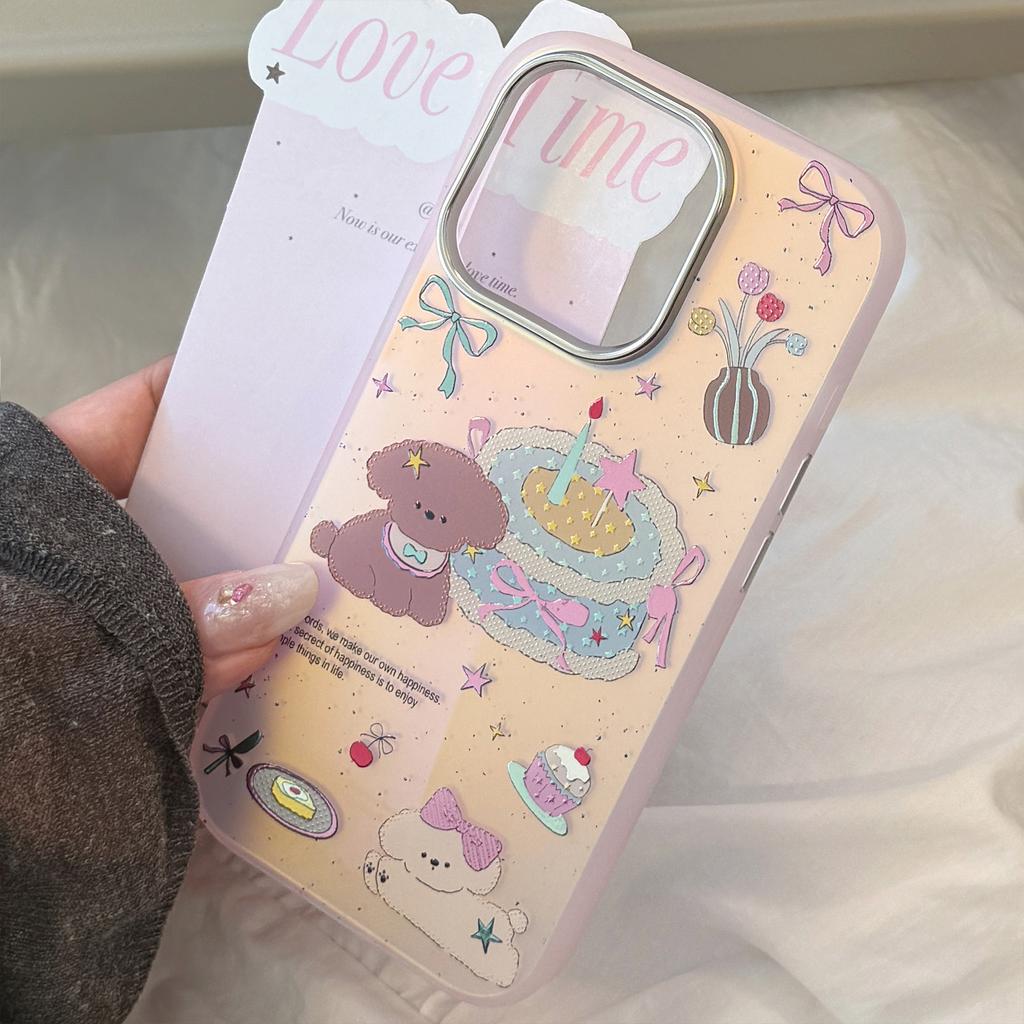 Gilt Laser for IPhone17 Mobile Phone Case 16Promax Pink Cake Puppy 15 Anti-fall 14 Cartoon 13