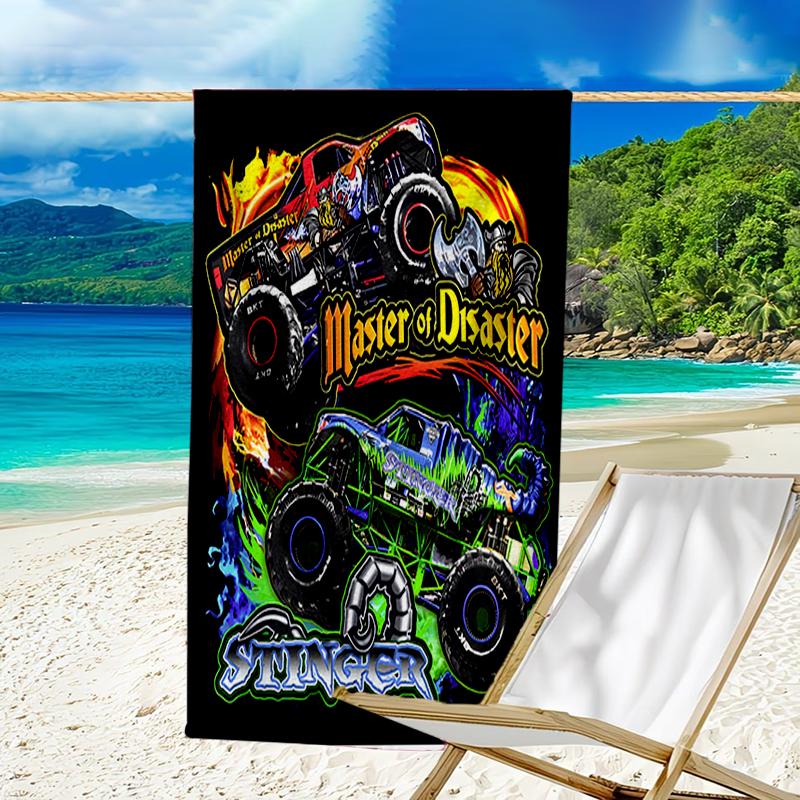 Beweis Strandtuch mit einem Monster Jam Muster - weich, saugfähig, schnelltrocknend, maschinenwaschbar - perfekt zum Schwimmen, Camping, Baden