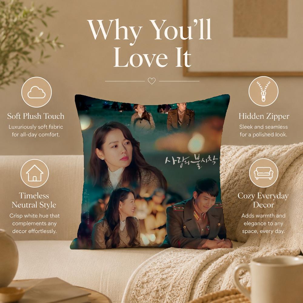 Drama C-Crash Landing on YouS Cushion Cover Double-Sided Printed Pillow Cover Hypoallergenic Dust-Mite Proof