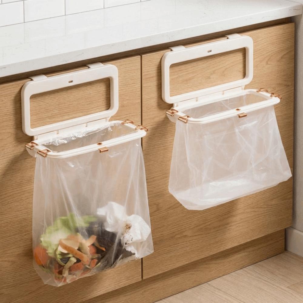 Plastic Folding Trash Bag Holder No-Drill Plastic Bag Holder Waste Bag Rack  for Kitchen