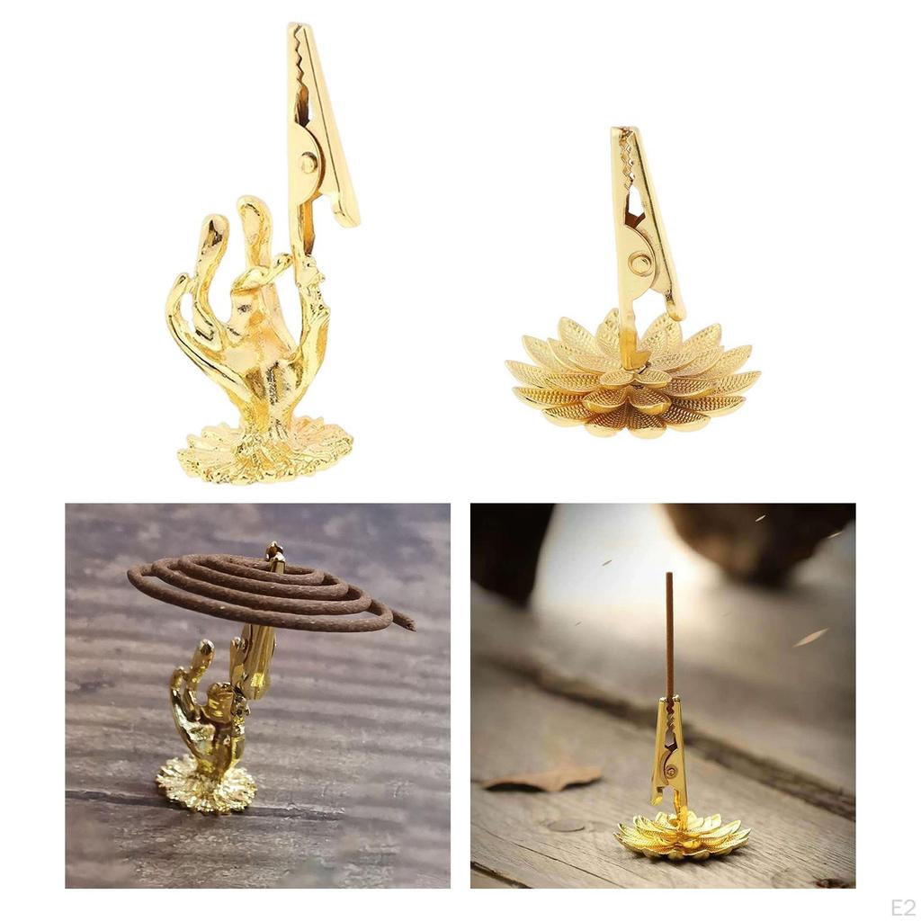Clip Gold Alloy Holder Clamp Decorative Burner for Home Meditation