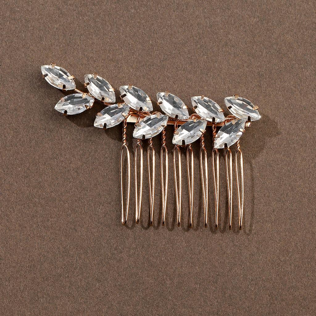 Europe and America Cross Border Horse Eye Rhinestone Glass Small Hair Comb Side Bridal Wedding Accessories Headdress