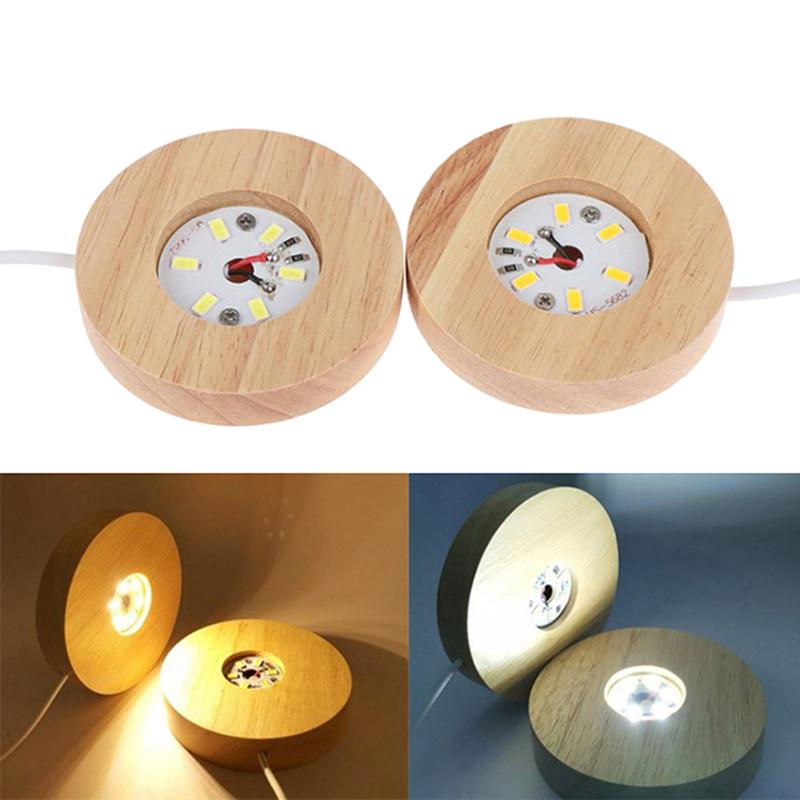 Wooden Led Light Dispaly Base Wooden Night Lamp Base Led Light Display