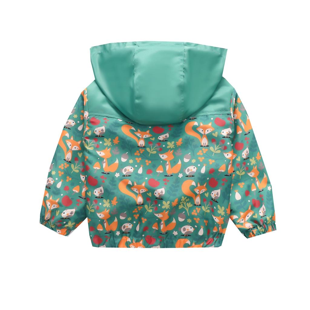 Boys and Girls Children's Clothing In Small Children Printed Fashion Splicing Casual Hooded Zipper Jacket Jacket