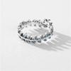 Cute Female Silver Color Leaf Wedding Rings Promise Open Adjustable Engagement For Women