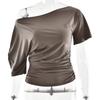 T-shirt Casual da Donna Sexy Aderente con Ruches a Spalla Unica Manica Corta