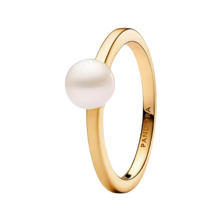 Pandora Solid Color Design Pearl Ring Women rings Gold 163157C01 Box,54