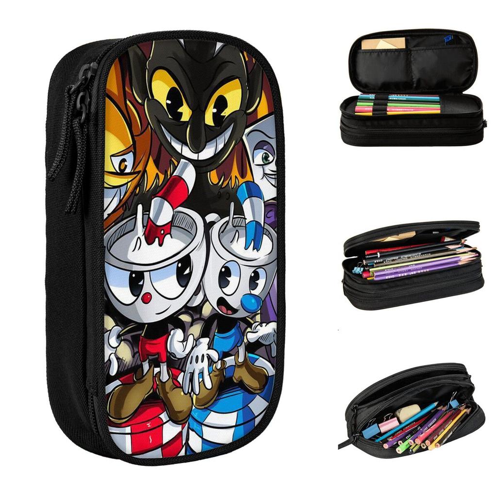 The Cuphead Devil Pencil Case Lovely Anime Game Pen Box Bags Girls Boys Large Storage Students School Gifts Pencilcases