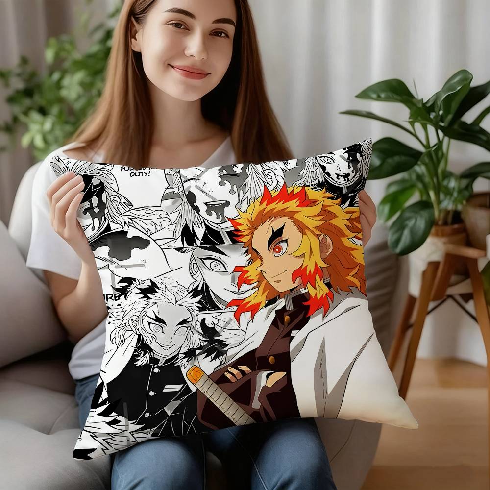 D-Demon S-Slayer Pillow Case Plush Fabric Soft Pillowcase Double Sided Print Cushion Cover Household Gifts