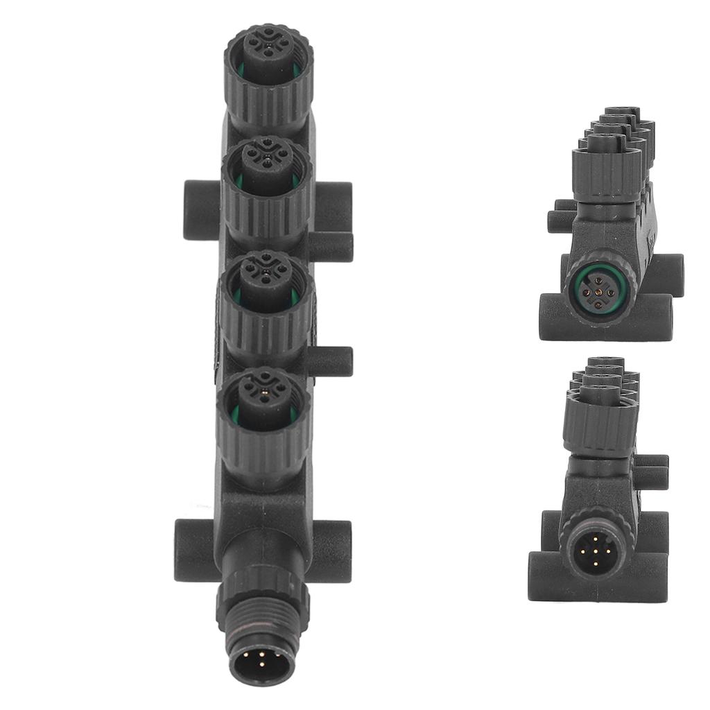 4 Port 5 Channel Multiport T Connector Black 010‑11078‑01 for NMEA 2000 Network Boat Marine Converter Collecter