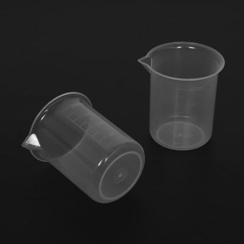 Wresetly Kitchen Lab Visual Beaker, Clear Plastic Measuring Cup Thickener, 200mL Jug with Cap, Pack of 2