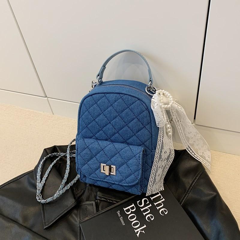 

Рюкзак премиум-класса ромбовидной формы, женский, новый модный трендовый универсальный рюкзак, повседневная дорожная сумка Without pendant синий