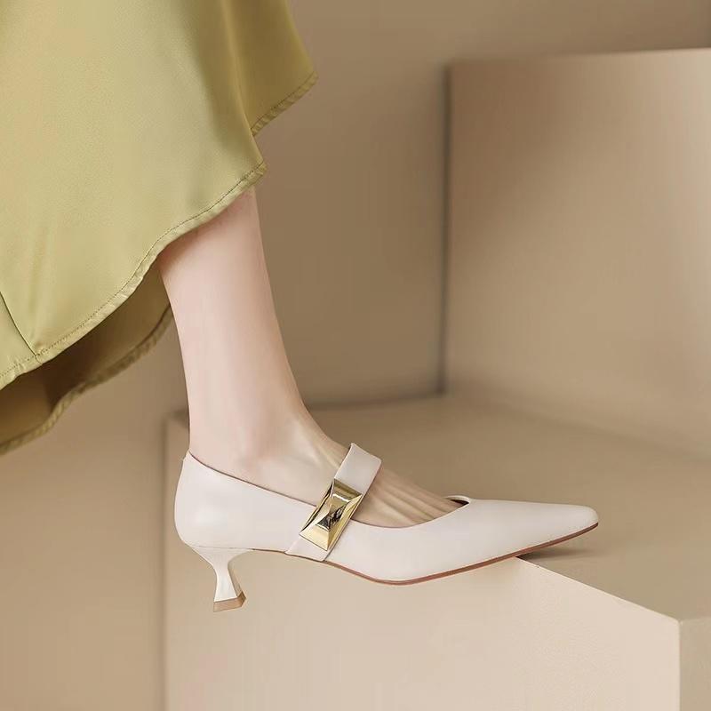 Spring Autumn New Retro Shoes Elegant Pointed Women Pumps Fashion Shallow Mouth Shoes Slim Ladies High Heels Zapatos Mujer
