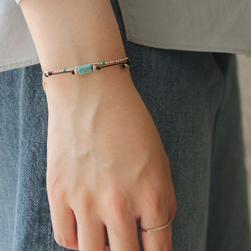 J.Lauren Color Beads Ball Silver Bracelet B0978