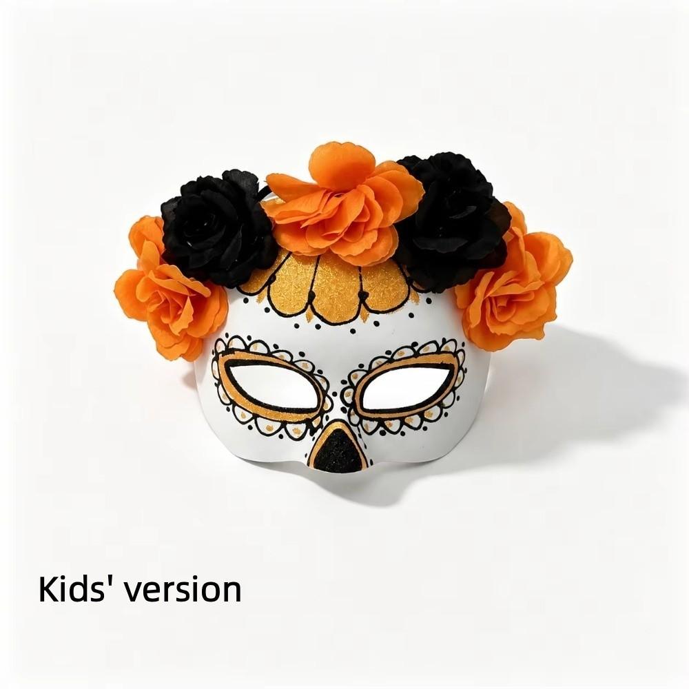 Sugar Skull Mexican Masquerade Eyemask Costume Decor Flower Half Face Mask Mexican Day of The Dead