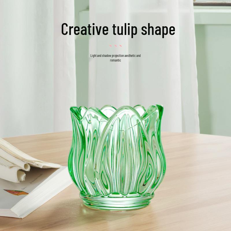 Colorful Tulip Glass Candle Holder & Aromatherapy Diffuser for Home Decor