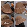 Boho Beach Hat Flower Weave Straw Cap Casual Lafite Straw Hat  Vacation