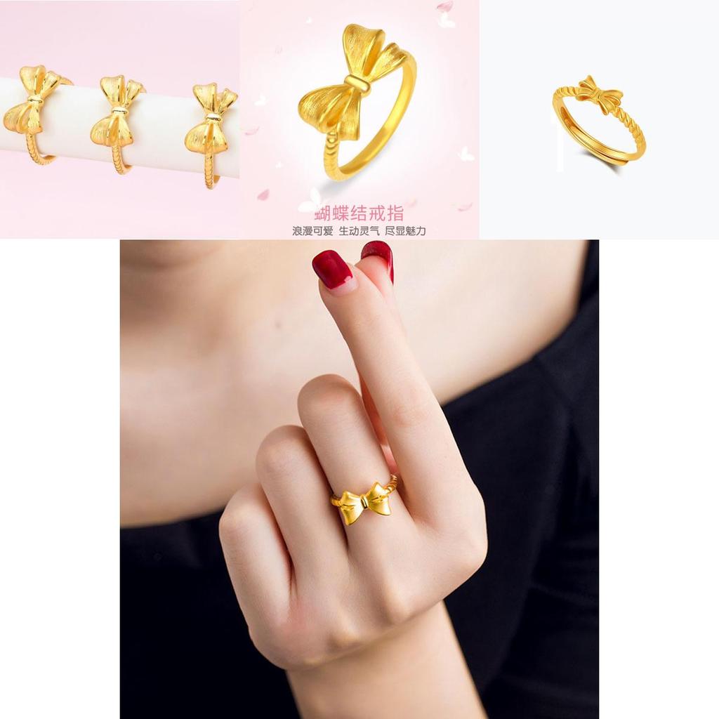Stunning Brass Gold Plated Open Bow Ring Stylish Adjustable Design For Modern Women