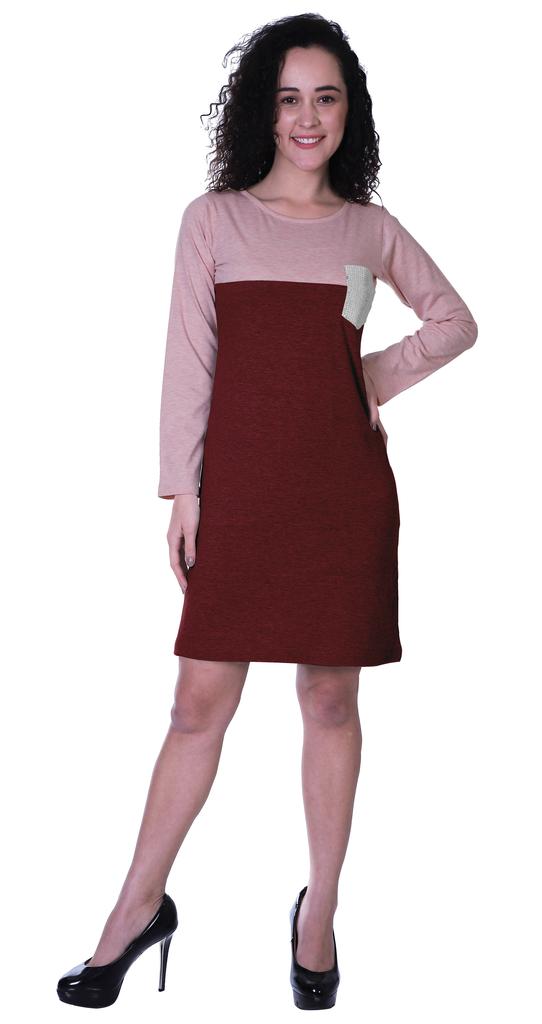 Moomaya Womens T-shirt Dress Full Sleeve Sequin Patch Pocket Summer Dresses