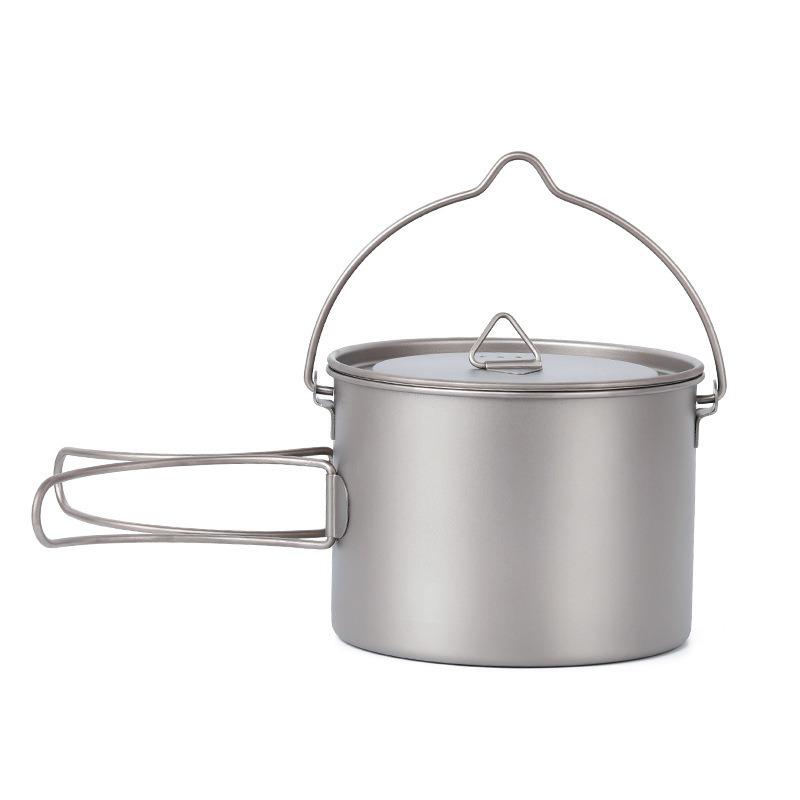 Foldable Titanium Camping Pot 900ml Pure Titanium Cookware for Outdoor Picnic Hiking