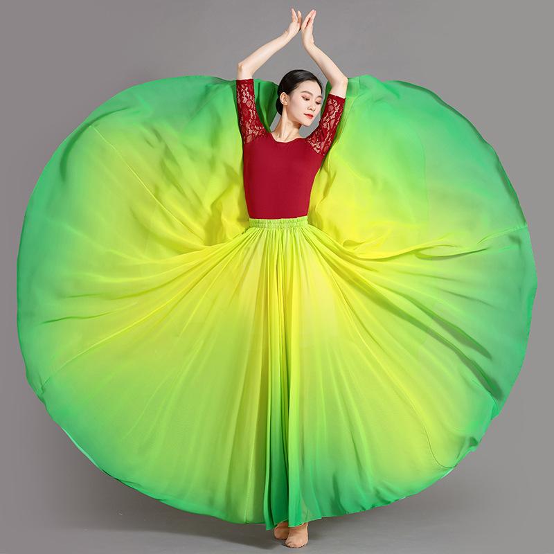 Flowing Long Skirt Gradient Belly Dance Skirt Women Classical Dance Performance Costume Sun Skirt