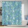 Blumen Duschvorhang Wasserdicht Natur Botanisch Blau Grün Bäume Pflanzen Badezimmer Dekor Vintage Bauernhaus Ästhetik Heimtextil