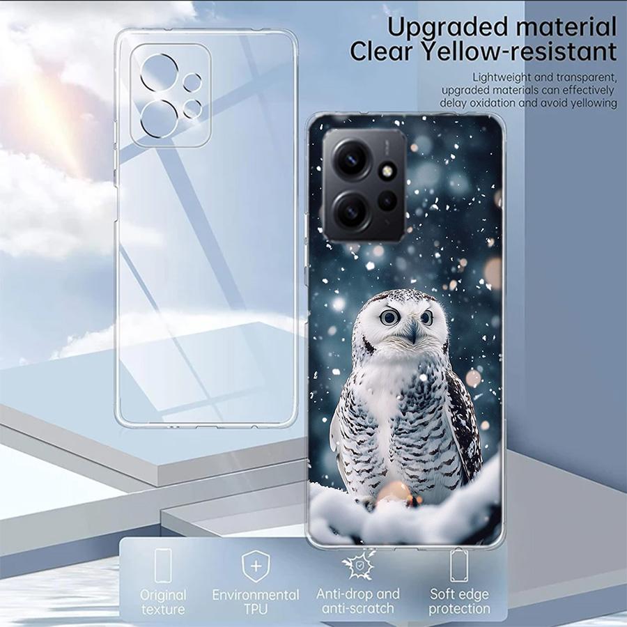 Owl in Winter Phone Case For Redmi Note 14 15 Pro 5G 13 12 Pro Plus 11 11T 11E 11S 10 Pro 10S 9 9S Cover Cell Clear TPU Capa Com