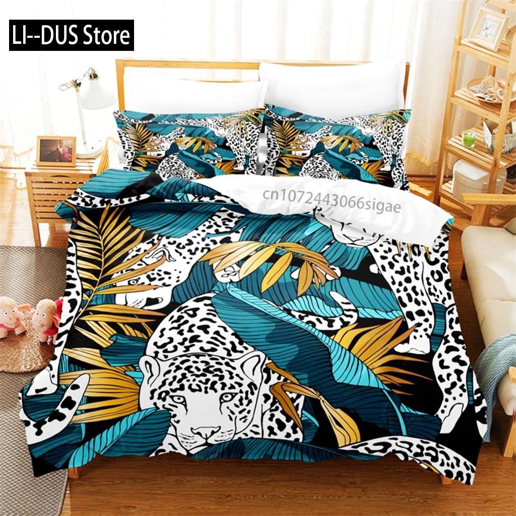 Tropical Forest Leopard Bedding Set Duvet Cover Set 3d Bedding Digital Printing Queen Size Bedding Set Fashion Design