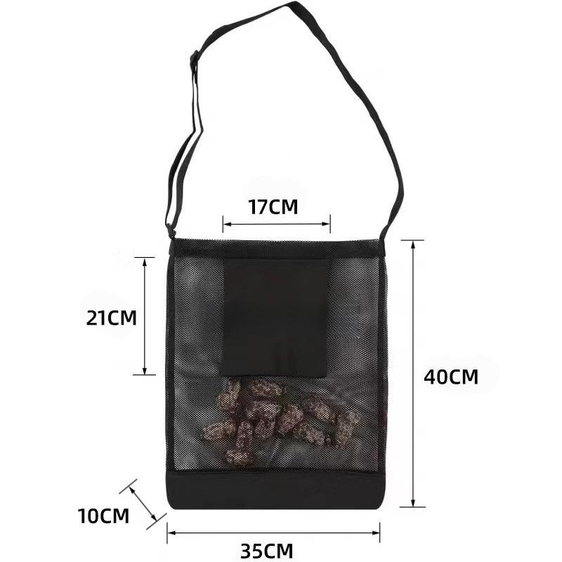 Portable Mutifunctional Foraging Bag Outdoor Camping Mushroom Picking Mesh Kids Beach Sand Toy Storage чёрный