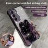 Glitter Mirror Rabbit Stand Holder Phone Case for Samusng Galaxy A57 A37 A17 A07 A56 A36 A26 A16 A55 A35 Four Corner Soft Cover