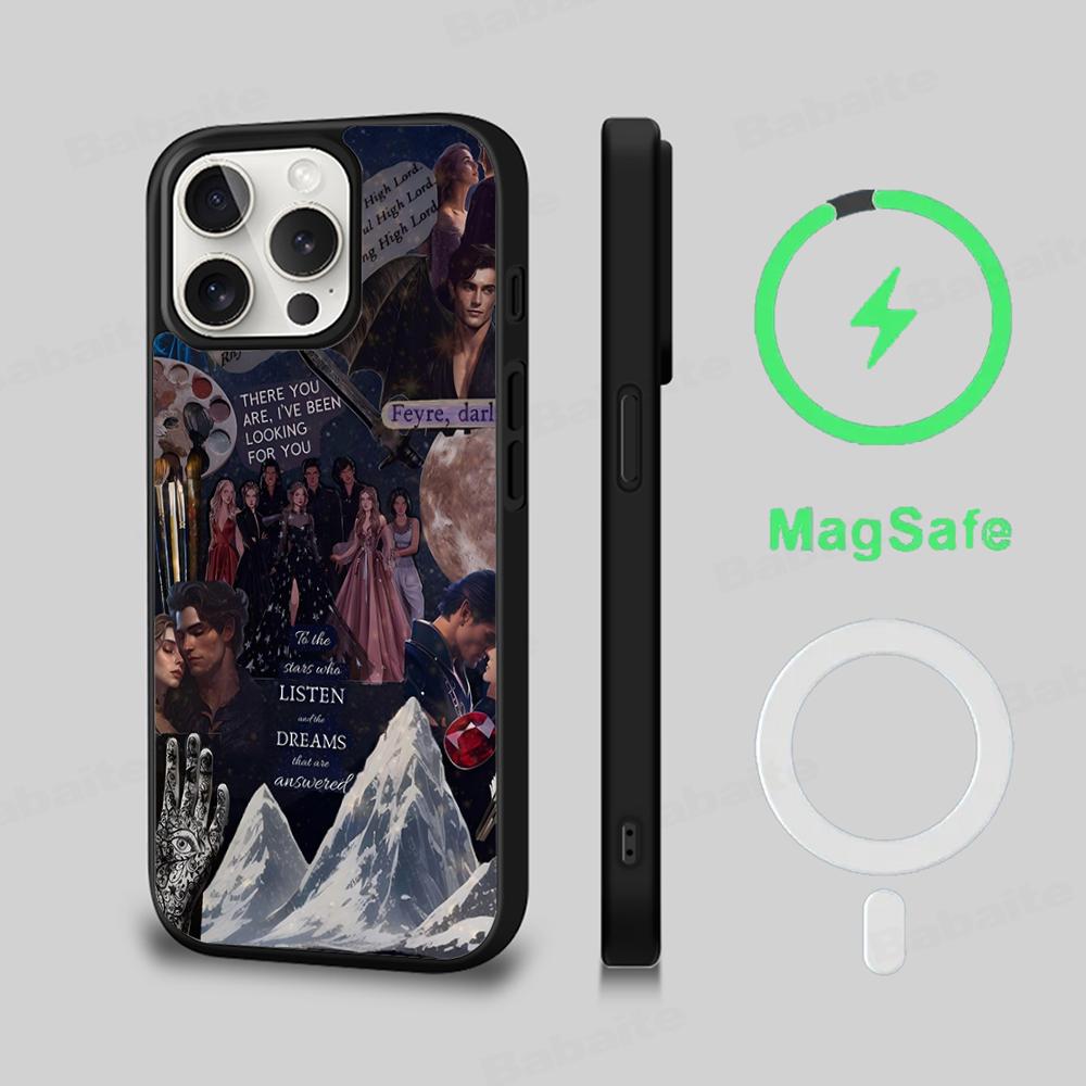

Acotar A Court of Mist and Fury Phone Case Magesafe Magnetic Wireless Charge Case For iPhone 16 11 15 Pro Max Plus Mini iPhone 16pro max
