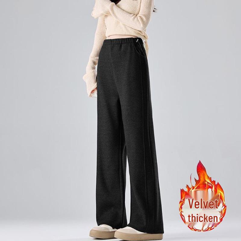 Trendy Maternity Drawstring Gray Pants: Wide-Leg and Narrow Straight-Leg Options for Spring and Autumn