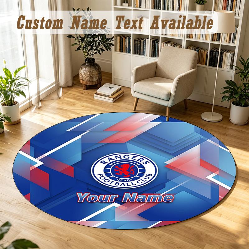 Round Rug Custom NameRangers FC Pattern Non Slip Carpet Home Floor Decor